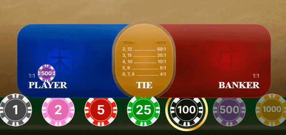 Elegir el tipo de apuesta: Jugador, Banca o Empate Elegir el tipo de apuesta: Jugador, Banca o Empate