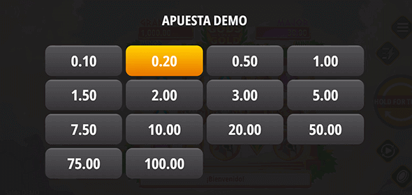 Configurar el monto de apuesta antes del giro