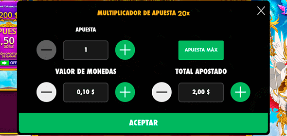 Configurar el monto de apuesta por tirada