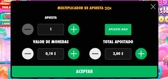 Elige el monto de tu apuesta inicial utilizando el control de apuestas